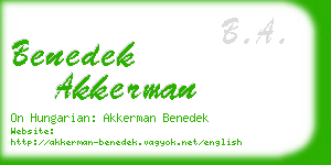 benedek akkerman business card